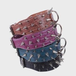 Multicolor Optional Popular Wide Studded PU Leather Spiked Dog Chain Collar gmtpet.shop