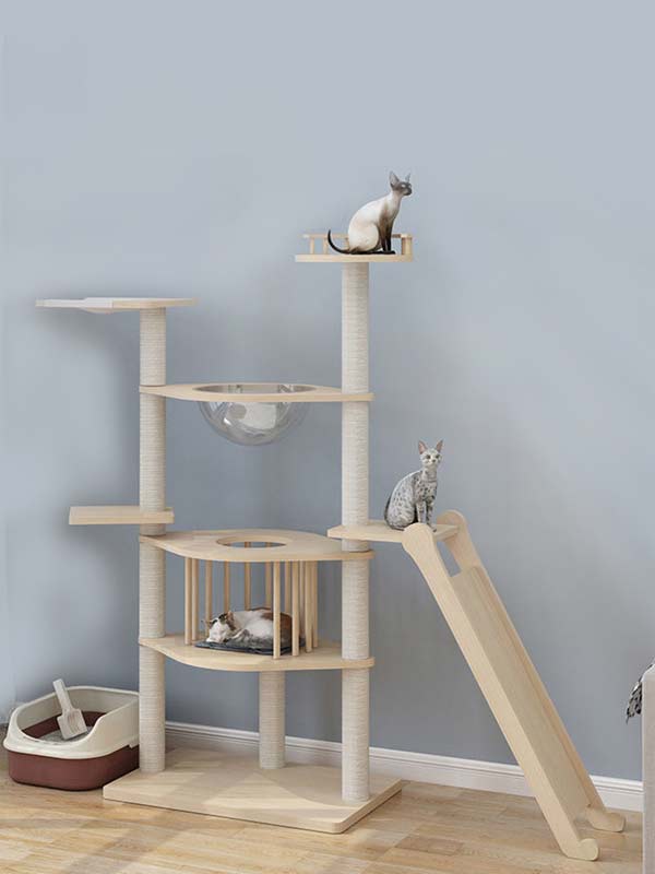 Wholesale pine solid wood multilayer board cat tree cat tower cat climbing frame 105-212 gmtpet.shop