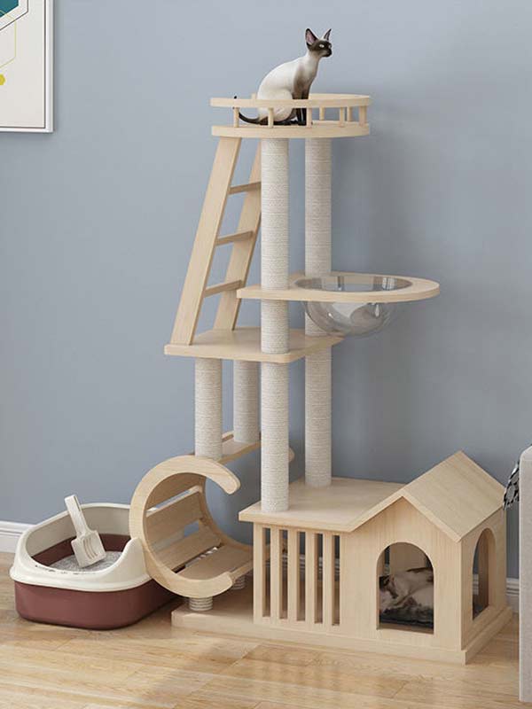 Wholesale Cat Condos | OEM Cat Tower | Cool Cat Tree Solid Wooden