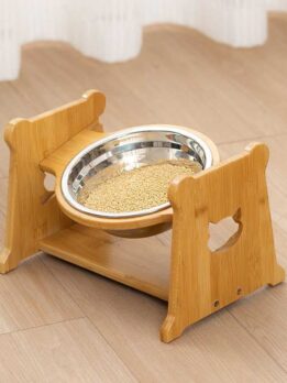 Factory Wholesale Wooden Cat Bowl Wooden Stand Cat Food Bowl