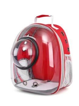 Transparent red pet cat backpack with hood 103-45034 gmtpet.shop