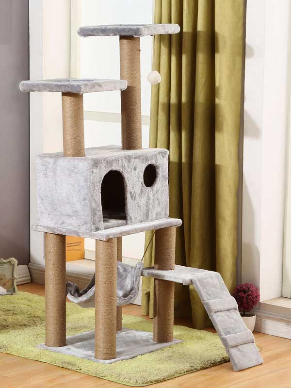 Rede de árvore para gatos com plataforma dupla, corda de cânhamo, estrutura de escalada para gatos 06-1176 gmtpet.shop