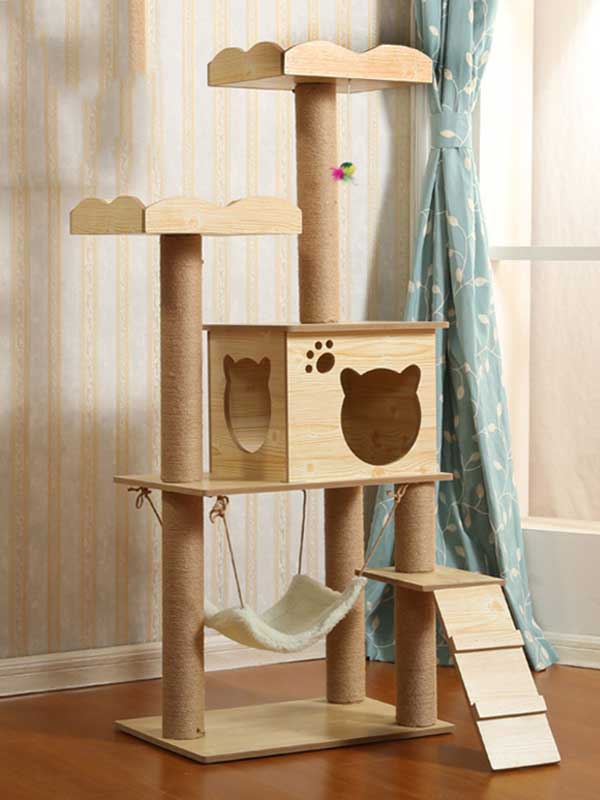 MDF plataforma dupla árvore para gatos rede para sala de gatos estrutura de escalada para gatos 06-1157 gmtpet.shop