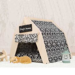 Waterproof Dog Tent: OEM 100% Cotton Canvas Pet Teepee Tent Colorful Wave Collapsible 06-0963 gmtpet.shop