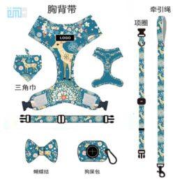 Pet harness factory new dog leash vest-style printed dog harness set small and medium-sized dog leash 109-0003 gmtpet.shop