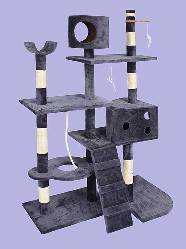 Four-layer sisal flannel cat climbing frame cat room platform climbing ladder mouse toy cat tree 06-0003 Cat House: Wooden Pet Tree House Furniture 06-0003