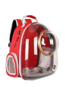 Transparent gold circle red pet cat backpack 103-45048 gmtpet.shop